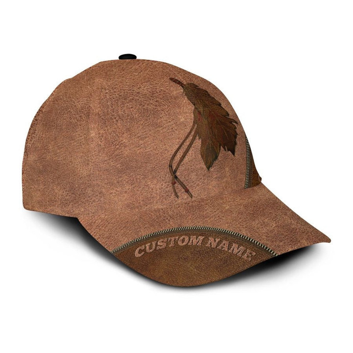 Personalized Native American Falcon Feather Brown 3D Cap & Hat, Classic Cap, 3D Baseball Cap