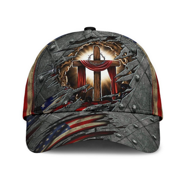 Jesus Cross Us Flag 3D Cap & Hat, 3D Baseball Cap, Classic Cap