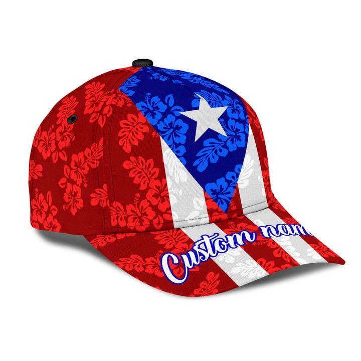 Customize Name Puerto Rico Red 3D Cap & Hat, Classic Cap, 3D Baseball Cap
