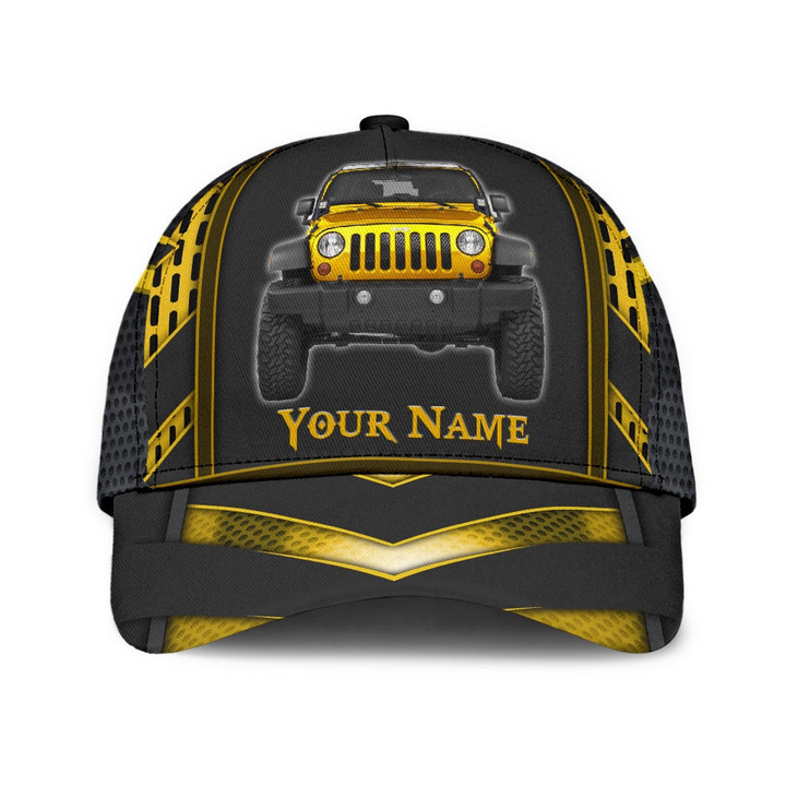 Personalized Yellow Jeep 3D Cap & Hat, Classic Cap, 3D Baseball Cap\