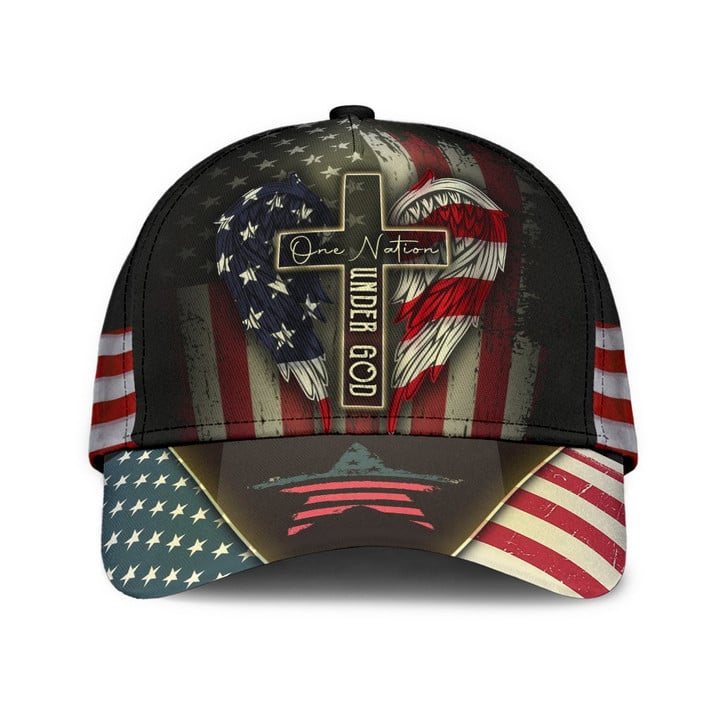 One Nation Us Flag Under God 3D Cap & Hat, 3D Baseball Cap, Classic Cap
