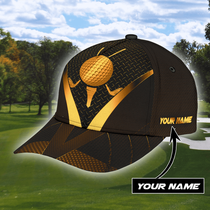 Personalized Name Yellow Golf 3D Cap & Hat, 3D Baseball Cap, Classic Cap