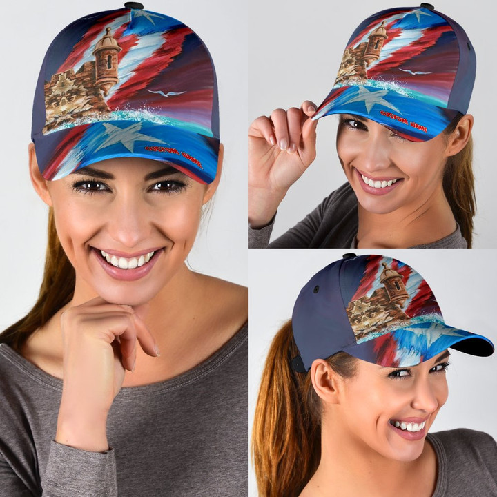 Customize Name Great Wave Puerto Rico 3D Cap & Hat, Classic Cap, 3D Baseball Cap