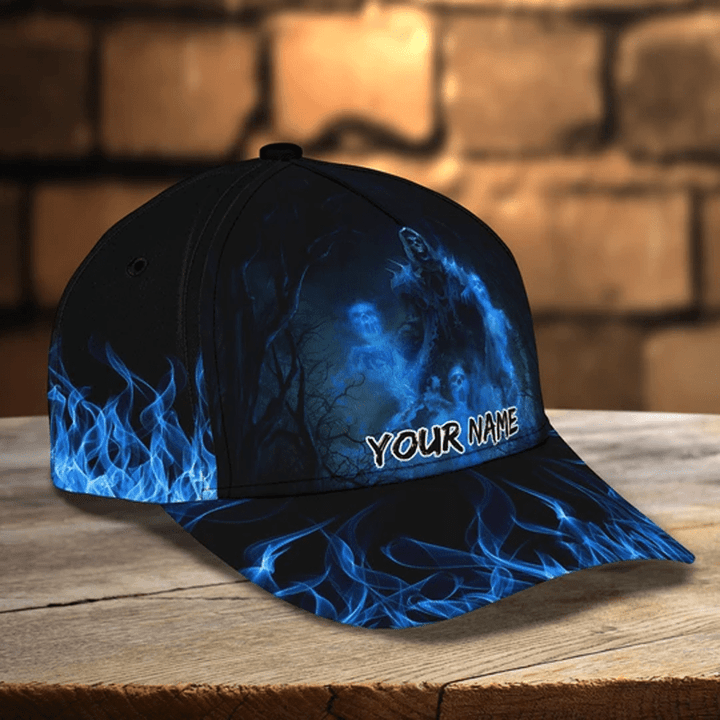 Personalized Name Blue God Of Death 3D Cap & Hat, 3D Baseball Cap, Classic Cap
