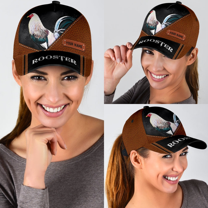 Personalized Rooster Brown 3D Cap & Hat, Classic Cap, 3D Baseball Cap