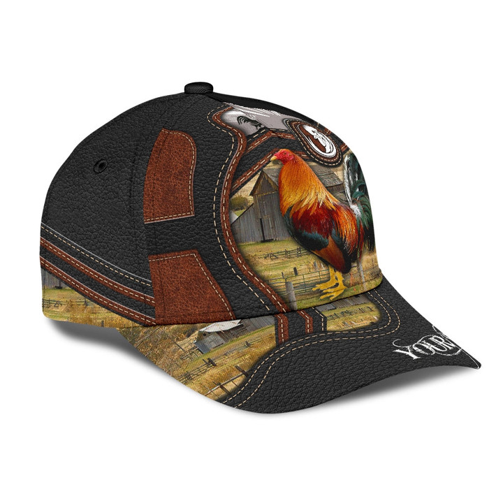 Personalized Rooster Brown Vintage 3D Cap & Hat, Classic Cap, 3D Baseball Cap