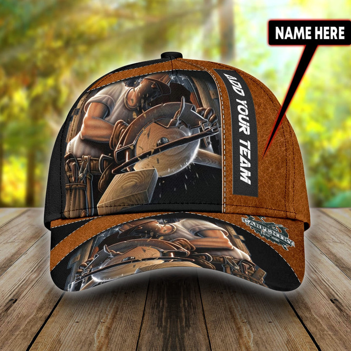 Personalized Carpenter Leather Texture 3D Cap & Hat, 3D Baseball Cap, Classic Cap