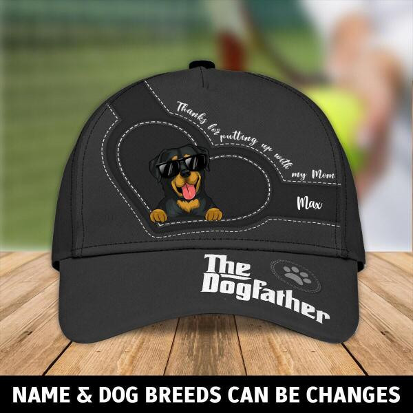 Personalized Rottweiler The Dog Father Black 3D Cap & Hat, Classic Cap, 3D Baseball Cap