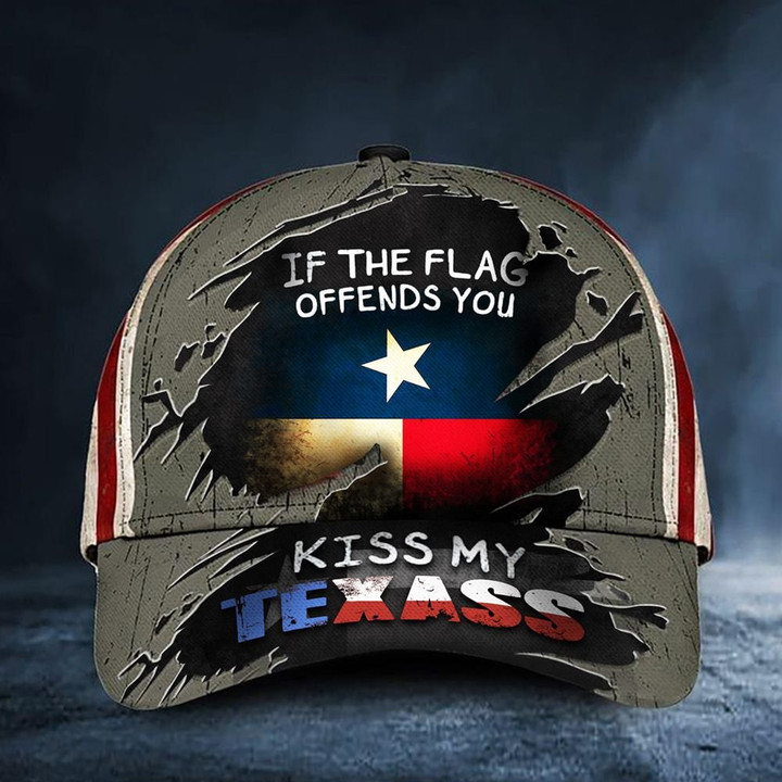 If You Flag Offends You Kiss My Texas 3D Cap & Hat, Classic Cap, 3D Baseball Cap