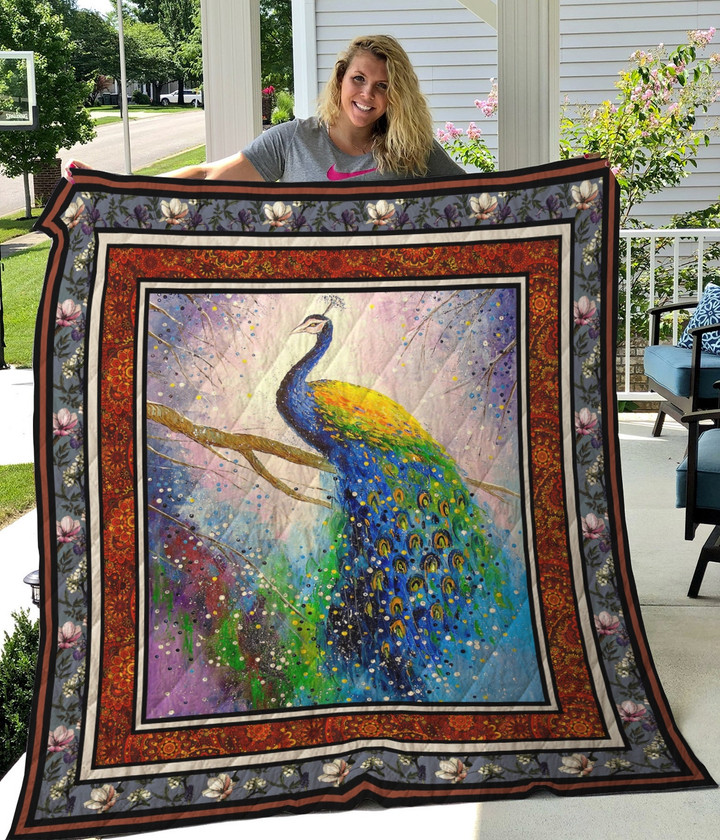 Peacock Aesthetic Quilt Blanket Great Customized Gifts For Birthday Christmas Thanksgiving Perfect Gifts For Peacock Lover