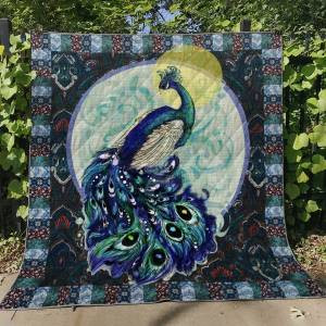 Peacock Blue Quilt Blanket Great Customized Gifts For Birthday Christmas Thanksgiving Perfect Gifts For Peacock Lover