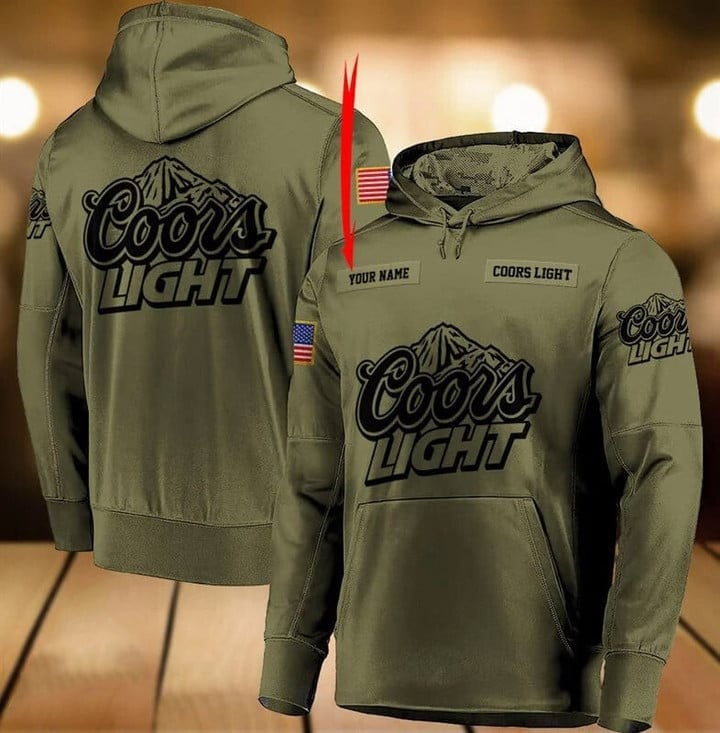Personalized Us Coors Light Fatigue Green 3D All Print Hoodie, Zip- Up Hoodie