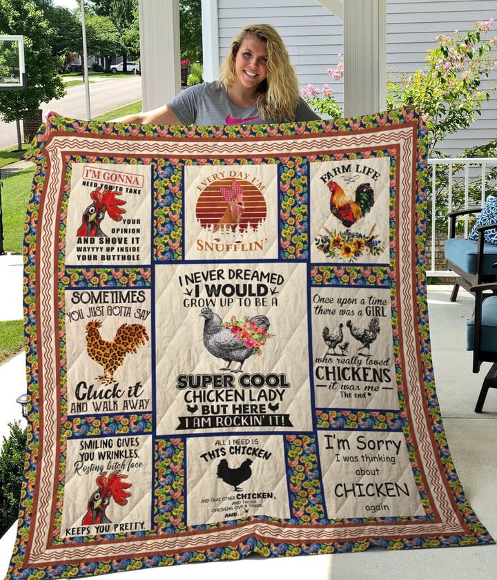 Chicken I'm Sorry I Was Thinking About Chicken Again Quilt Blanket