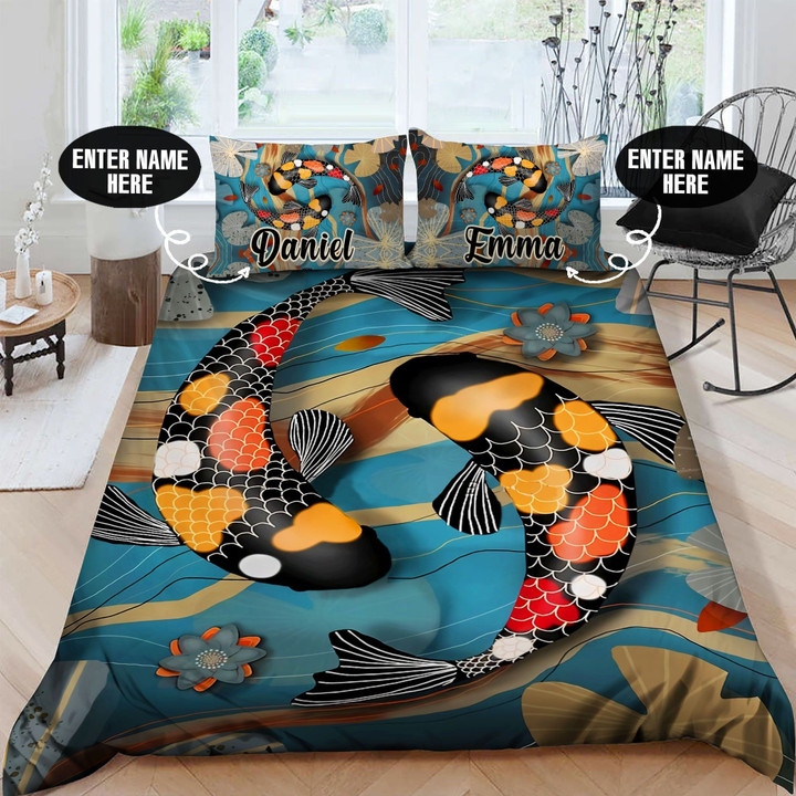 Personalized Colorful Koi  Bed Sheets Spread  Duvet Cover Bedding Sets Perfect Gifts For Koi Lover