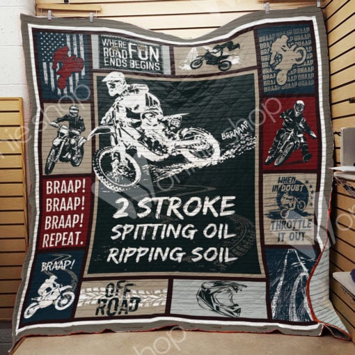 Dirt Bike Two Stroke Spitting Oil Ripping Soil Quilt Blanket