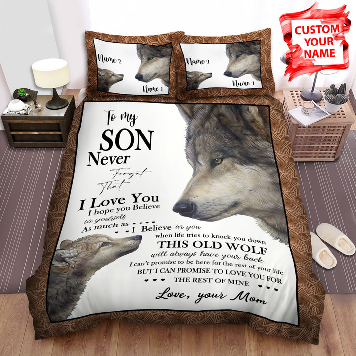 Family To My Son Father And Young Wolves Bed Sheets Spread  Duvet Cover Bedding Sets