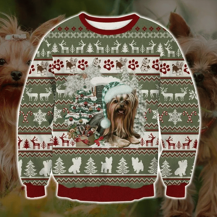 Yorkie Love Christmas Ugly Christmas Sweater, All Over Print Sweatshirt
