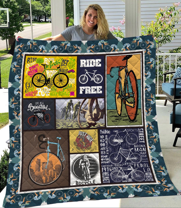 Cycling Life Is A Beautiful Ride Quilt Blanket Great Customized Blanket Gifts For Birthday Christmas Thanksgiving