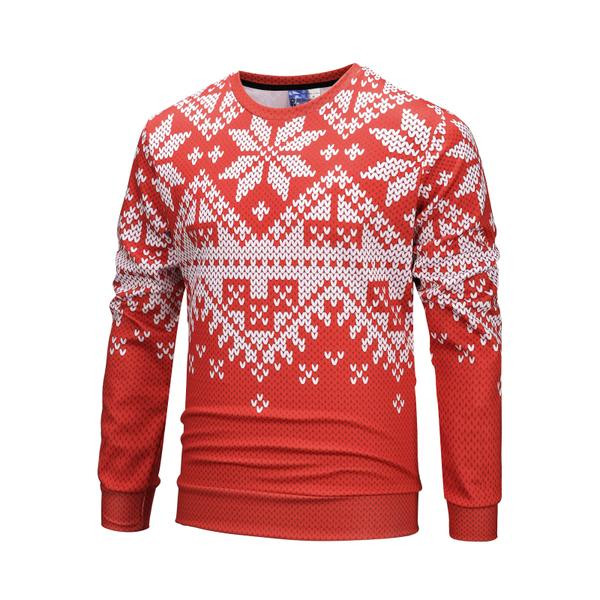 Happy Christmas Snowflake Striped Pattern Red Ugly Christmas Sweater, All Over Print Sweatshirt