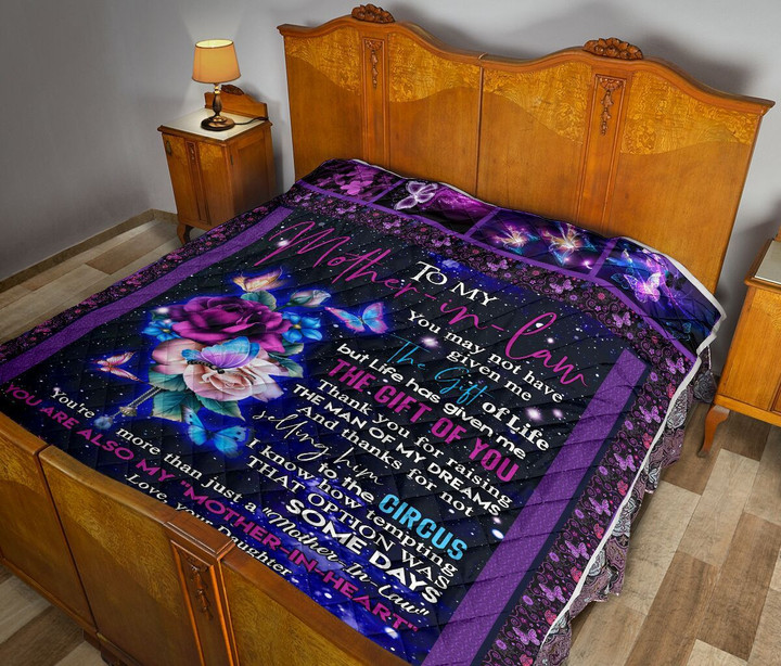 Personalized Roses The Gift Of Life To My Mother-in-law From Daughter-in-law Quilt Blanket Great Customized Blanket Gifts For Birthday Christmas Thanksgiving Mother’s Day