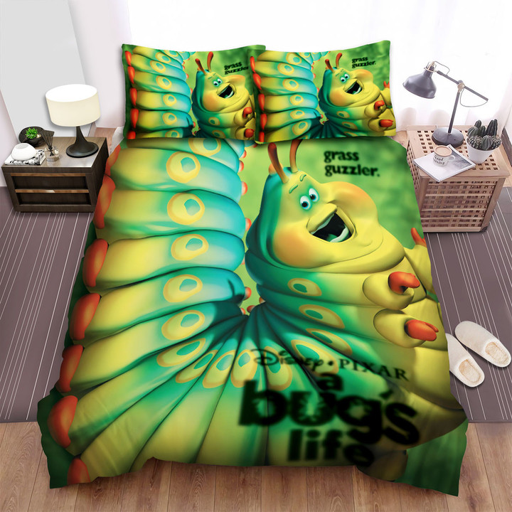 A Bug's Life Movie Happy Worm Photo Bed Sheets Spread Comforter Duvet Cover Bedding Sets