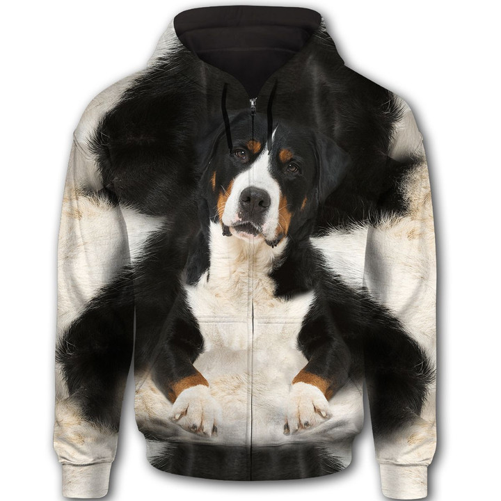 Greater Swiss Mountain Cute Dog Face 3D All Over Print Hoodie, Zip-up Hoodie