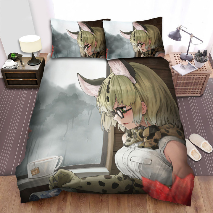 Kemono Friends Margay In Rainy Day Bed Sheets Spread Duvet Cover Bedding Sets