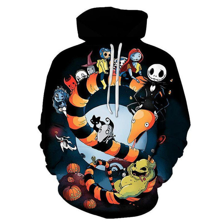 Nightmare Before Christmas Jack And Sally 3D Hoodie Zip Hoodie, 3D All Over Print Hoodie Zip Hoodie