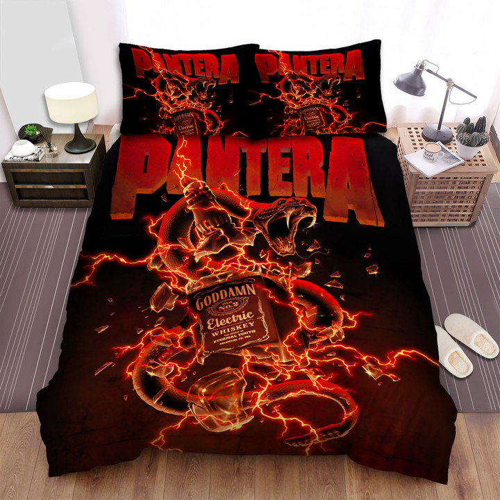 Pantera With A Snake And Electric Whiskey Bed Sheets Spread Comforter Duvet Cover Bedding Sets