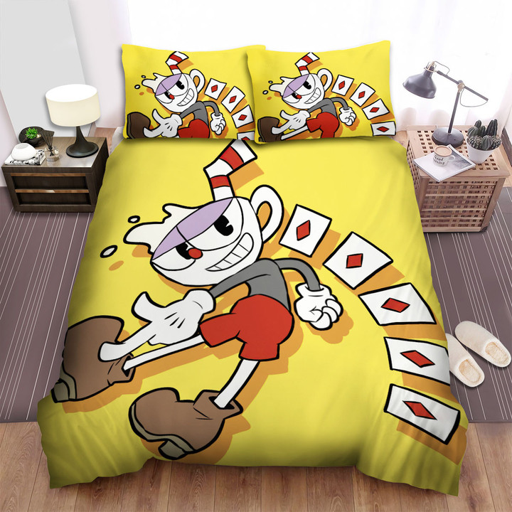 Cuphead - Cuphead And Cards Bed Sheets Spread Duvet Cover Bedding Sets