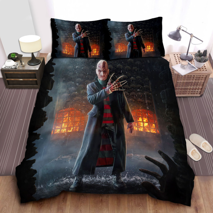 Freddy Krueger Skull Background Bed Sheets Spread Comforter Duvet Cover Bedding Sets