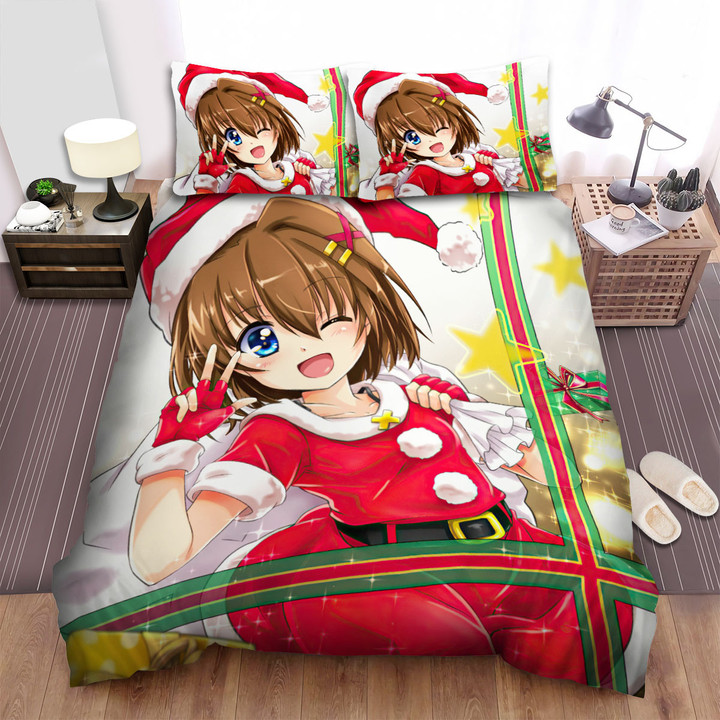 Magical Girl Lyrical Nanoha Yagami Hayate In Christmas Costume Bed Sheets Spread Duvet Cover Bedding Sets