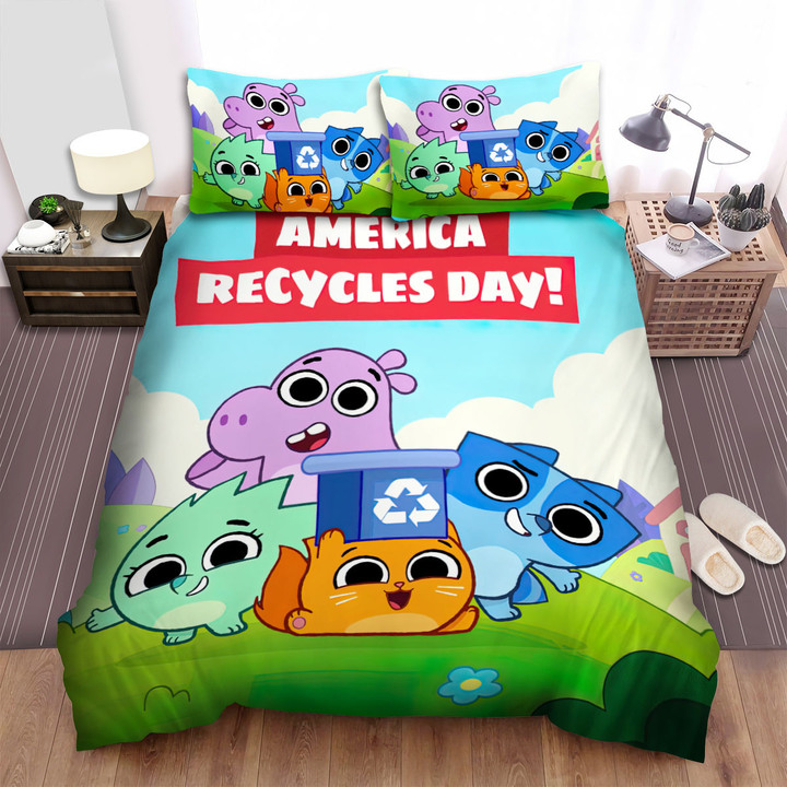 Pikwik Pack Happy America Recycles Day Bed Sheets Spread Duvet Cover Bedding Sets