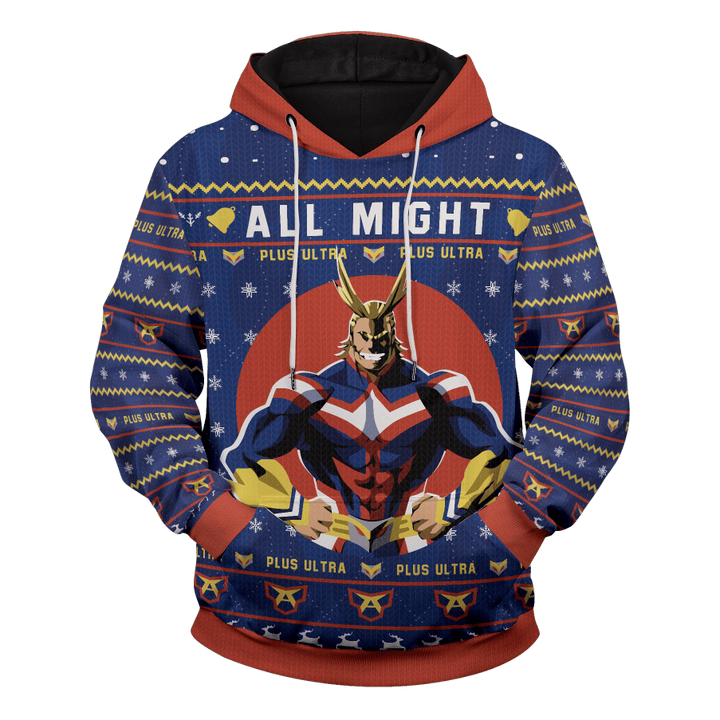 All Might Christmas Unisex Pullover 3D All Over Print Hoodie, Zip-up Hoodie