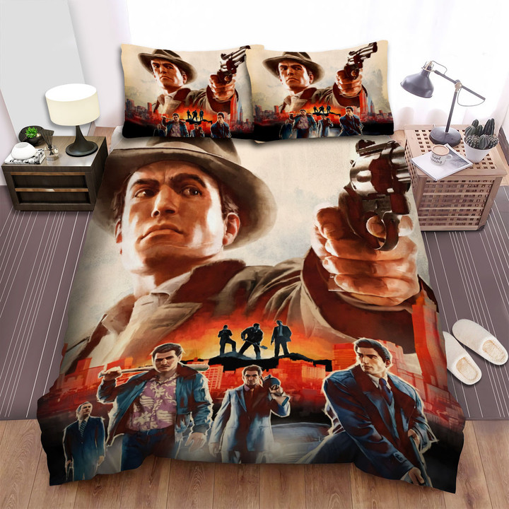 Video Games, Mafia, Vito Scaletta Aiming Art Bed Sheets Spread Duvet Cover Bedding Sets