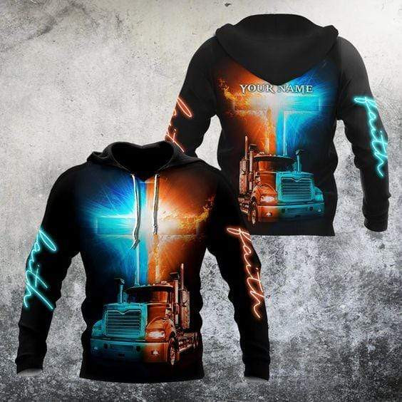 Truck And God 3D All Over Printed Hoodie, Zip- Up Hoodie