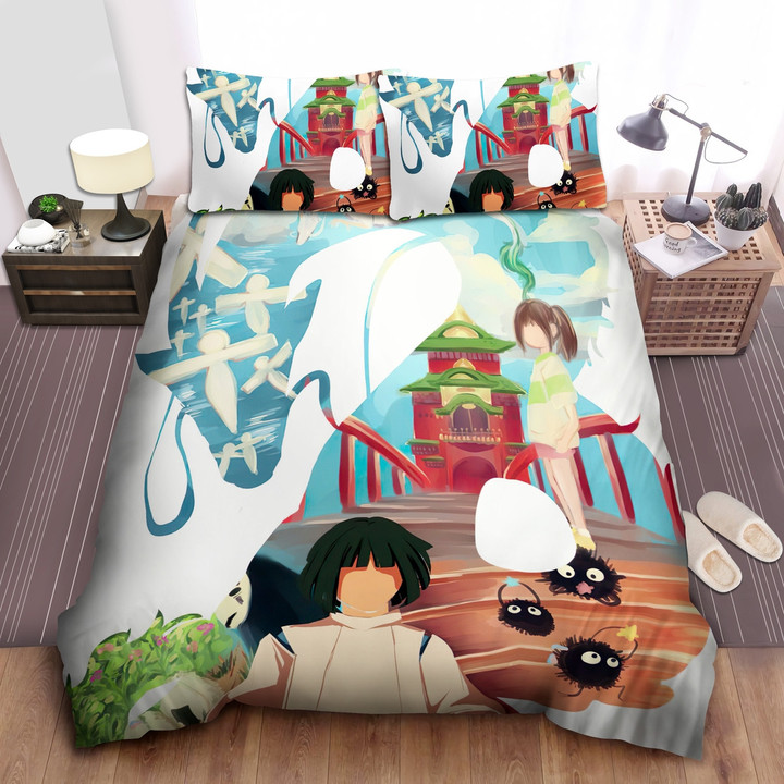 Spirited Away Characters With No Faces Painting Bed Sheets Spread Comforter Duvet Cover Bedding Sets