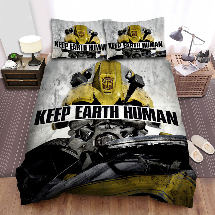 Transformers: Age Of Extinction (2014) Keep Earth Human Movie Poster Bed Sheets Spread Comforter Duvet Cover Bedding Sets