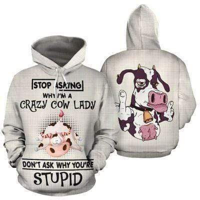 Crazy Cow Lady 3D All Print Hoodie, Zip- Up Hoodie