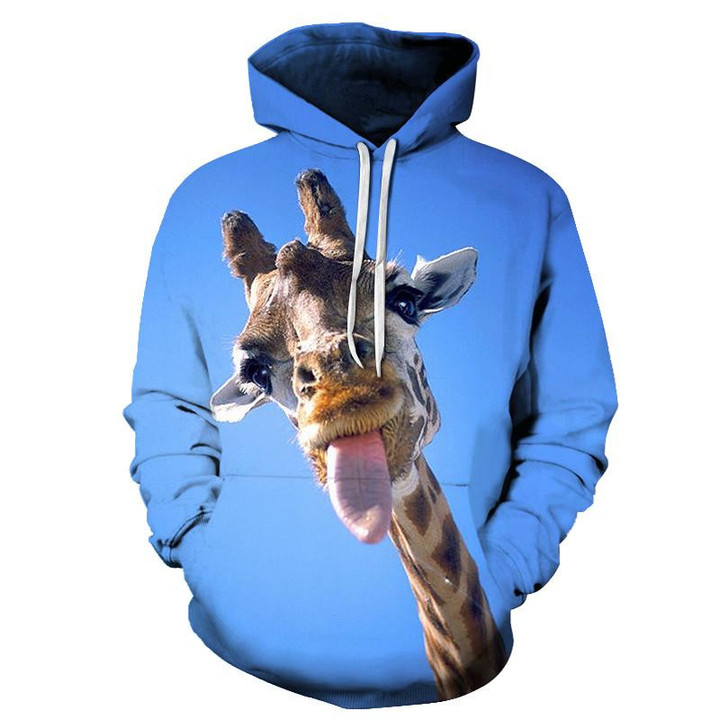 Cute Giraffe Face 3D All Over Print Hoodie, Zip-up Hoodie