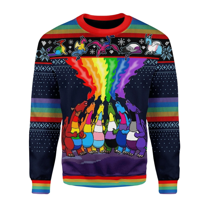 Dragon Lgbt Ugly Christmas Sweater, All Over Print Sweatshirt