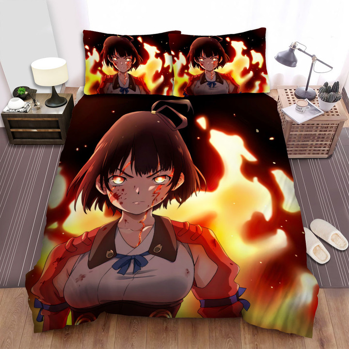 Kabaneri Of The Iron Fortress Nue Mumei On Fire Artwork Bed Sheets Spread Duvet Cover Bedding Sets