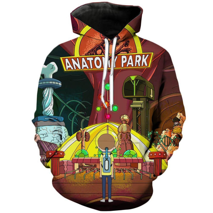 Anatomy Jurassic Park - Rick And Morty 3D Hoodie Zip Hoodie, 3D All Over Print Hoodie Zip Hoodie