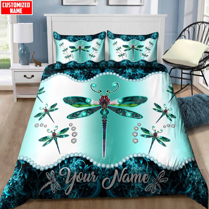 Personalized Name Dragonfly Duvet Cover Bedding Set