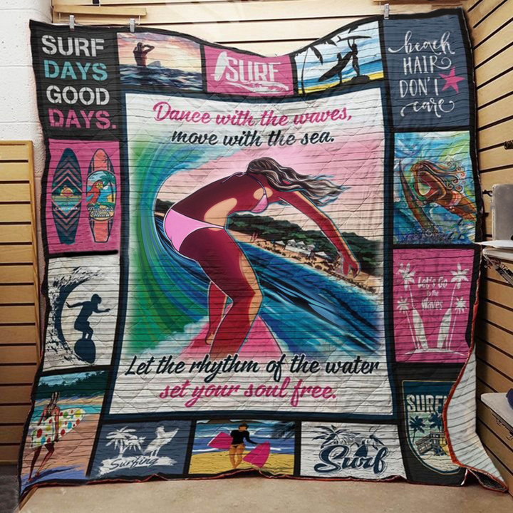 Surfing Theme Surf Days Good Days Quilt Blanket Great Customized Blanket Gifts For Birthday Christmas Thanksgiving