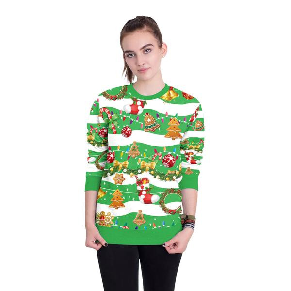 Green Christmas Bell Icon Super Cute Ugly Christmas Sweater, All Over Print Sweatshirt