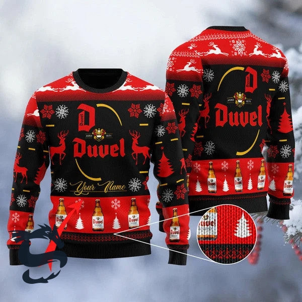 Personalized Black Duvel Beer Ugly Christmas Sweater