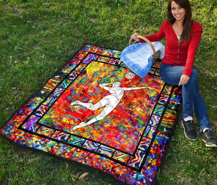 Volleyball Paint Art Color Quilt Blanket