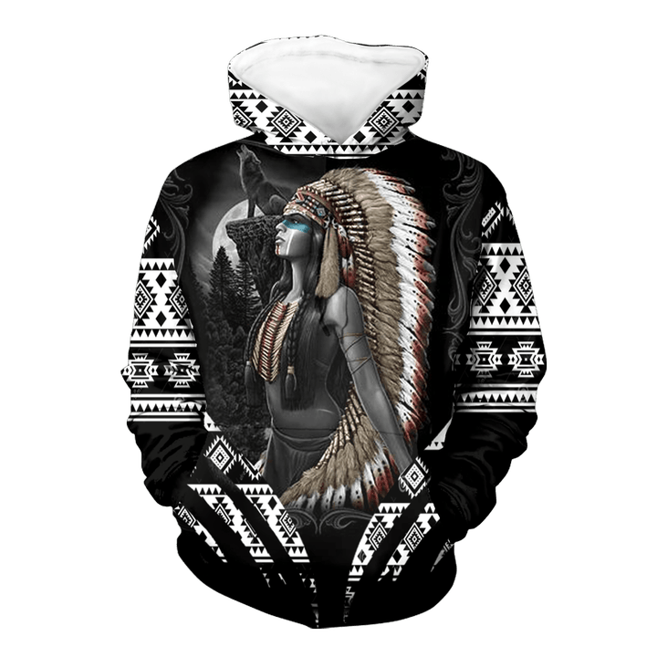 Native Girl With Aboriginal Feather Hat All Over Print Hoodie, Or Zip-up Hoodie