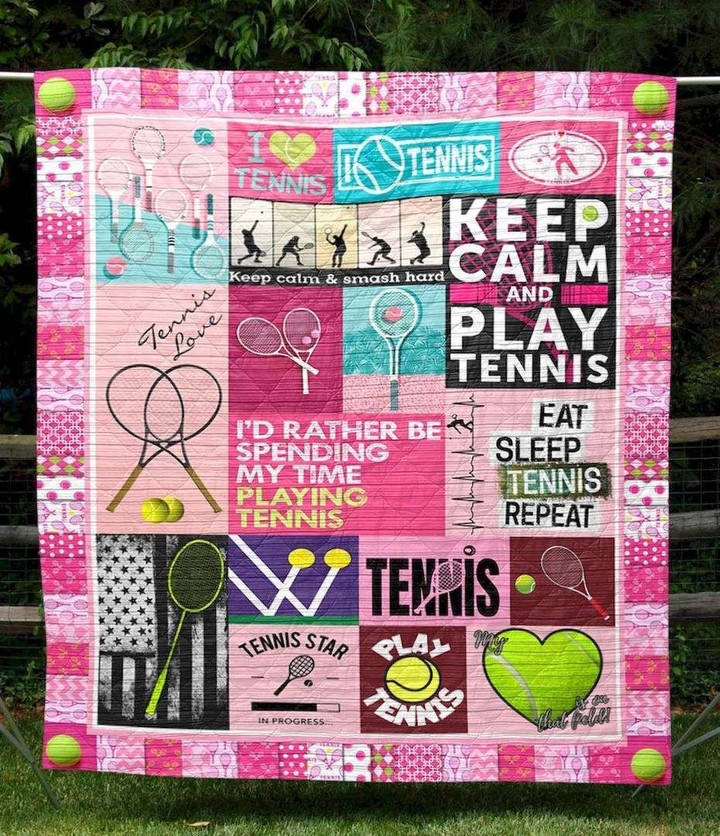 I'd Rather Be Spending My Time Playing Tennis Quilt Blanket Great Customized Blanket Gifts For Birthday Christmas Thanksgiving